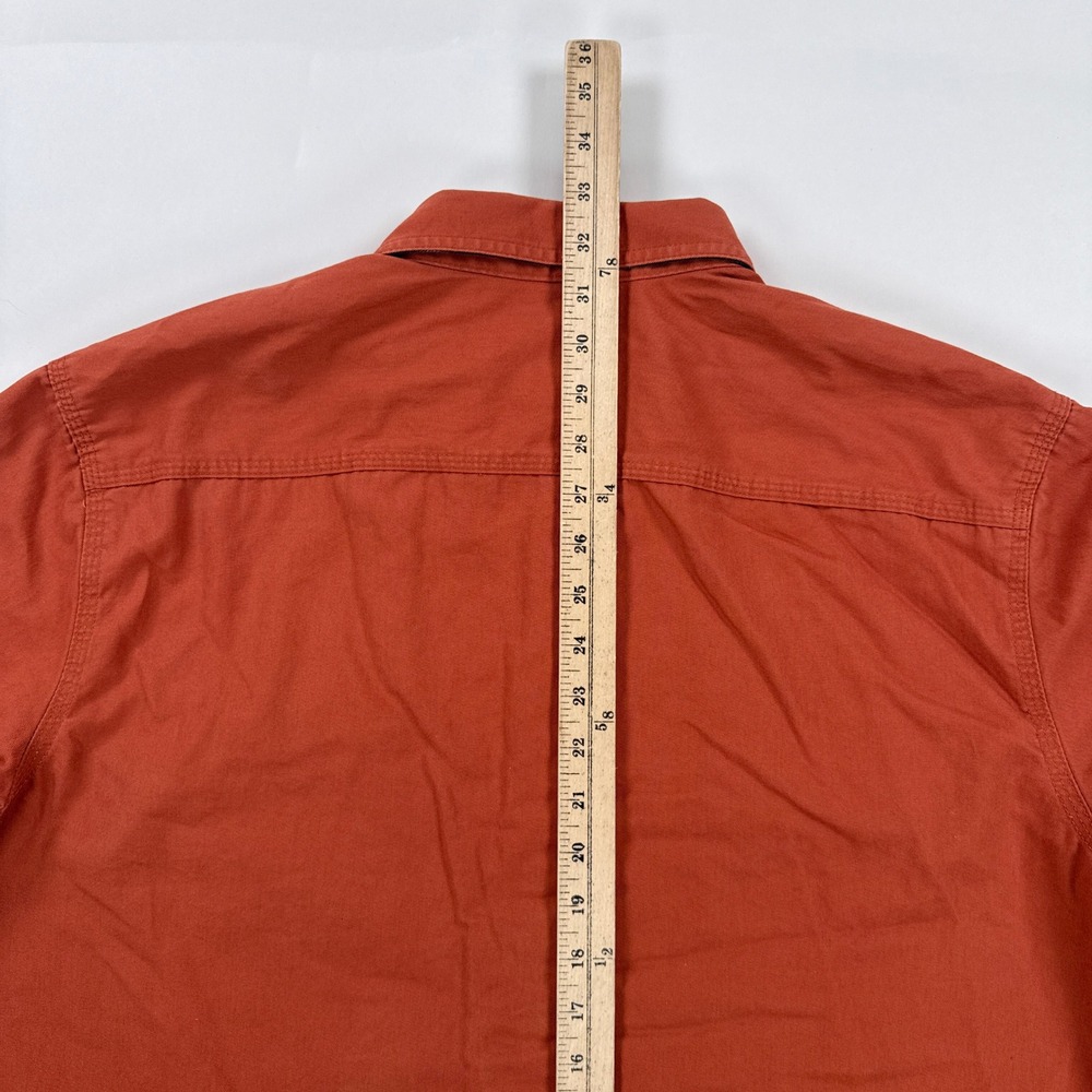 LL Bean Men Large Flannel Lined Hurricane Shirt Jacket Rust Orange Plaid Shacket - Picture 6 of 8